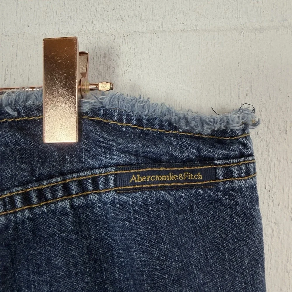 VTG Abercrombie Fitch Low‎ Rise Jeans Raw Waist Flare Button Fly Hippie Indie 12